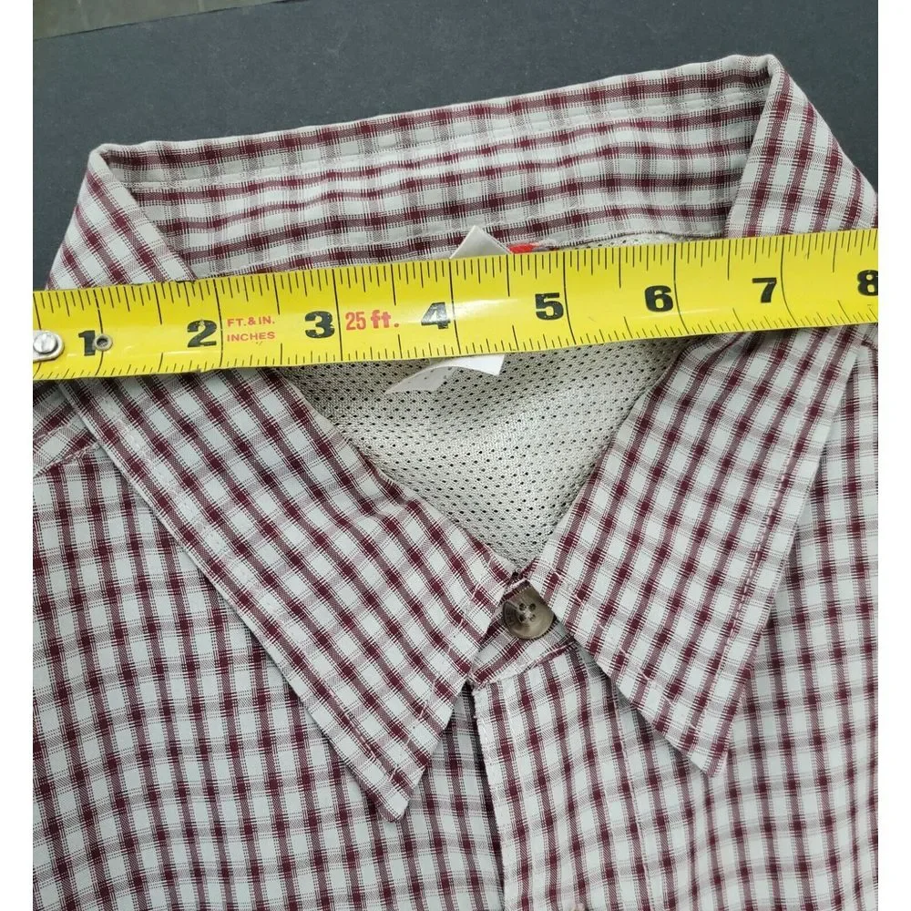 The North Face Mens XL Brown Plaid Button Up Lightweight Long Sleeve Pocket Camp